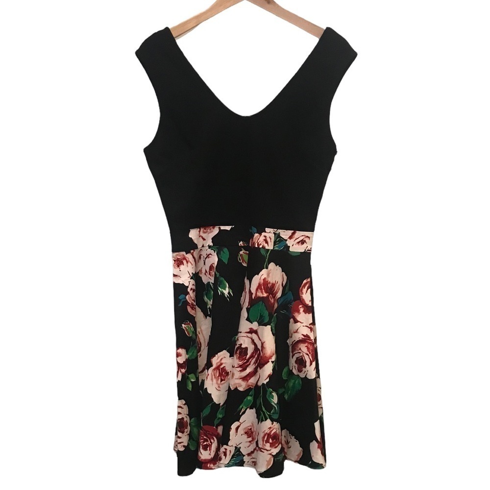 MIUSOL Women’s Solid & Floral-Print Fit & Flare Dress Size M NEW WITH TAGS